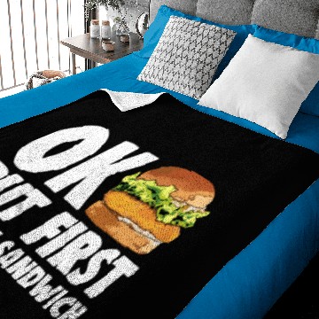 Discover Ok But First Chicken Sandwich Baby Blankets