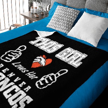 Discover THIS GIRL LOVE BRONCOS Baby Blankets