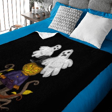 Discover Pumpkin head scarecrow and ghosts Baby Blankets