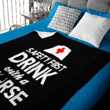 Discover Safety first drink with a nurse Fitted Baby Blankets