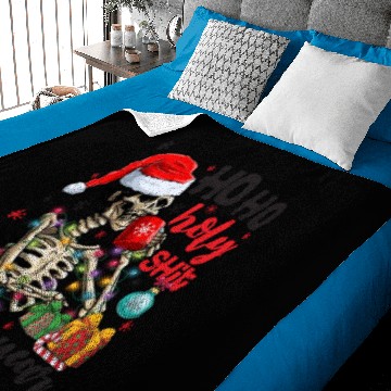 Discover Ho Ho Holy What A Year Skeleton Drinking Christmas Baby Blankets