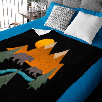 Discover Mountains hiking bears river landscape Baby Blankets