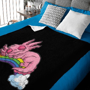 Discover Sleeping Axolotl on a Rainbow Baby Blankets