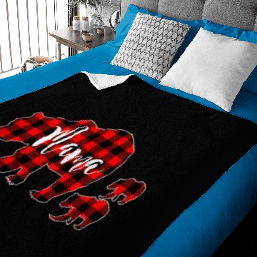 Discover Womens Red Plaid Mama Bear Two Cubs Matching Baby Blankets