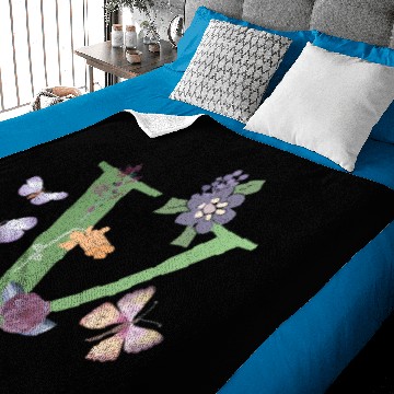 Discover Initial Monogram Flowers Butterflies Letter V Baby Blankets