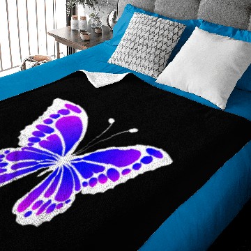 Discover White Blue Purple Butterfly Baby Blankets