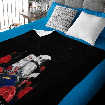 Discover Cool space astronaut holding flowers Baby Blankets