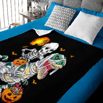 Discover Skeleton Dinosaur T Rex Halloween Mummy Pumpkins Baby Blankets