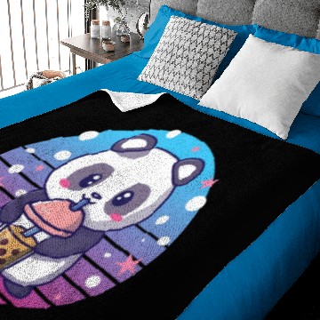 Discover Panda Bear Boba Milk Tea Funny Bubble Tea Lovers Baby Blankets