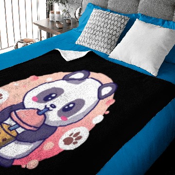 Discover Panda Bear Boba Milk Tea Funny Bubble Tea Lovers Baby Blankets
