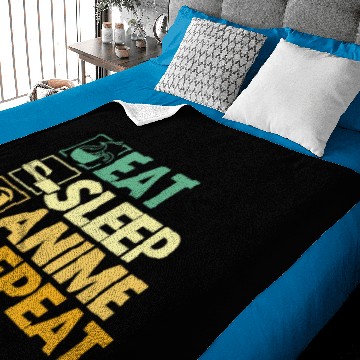Discover Eat Sleep Anime Repeat Baby Blankets