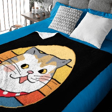 Discover Funny Cute Kawaii Cat Face Retro Sunset Baby Blankets