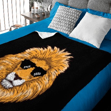 Discover Lion Head With Pixelated thug life Sunglasses Baby Blankets