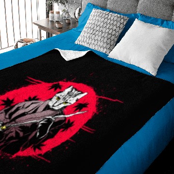 Discover Japanese Samurai Cat Baby Blankets