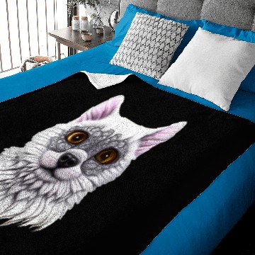 Discover Stylized White Fantasy Dog Head Baby Blankets