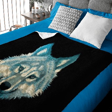 Discover Wolf Face Gray Wolf Fearless Warrior Wild Animal Baby Blankets