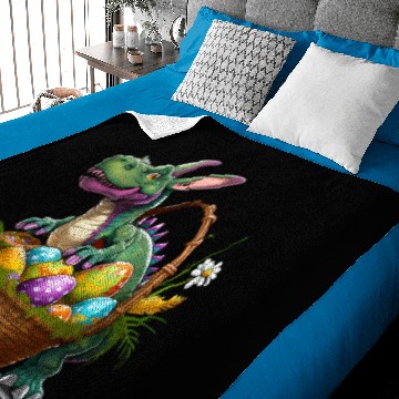 Discover Dinosaur With Bunny Easter Egg Basket Baby Blankets