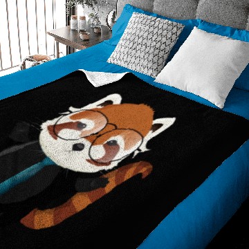 Discover red panda bear with nerd glasses and tie Baby Blankets