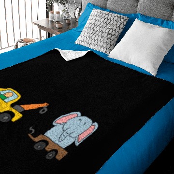 Discover Cute Tow Truck Towing An Elephant Baby Blankets