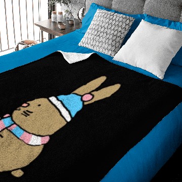 Discover Cute Easter Bunny and Transgender Pride Flag Hat Baby Blankets