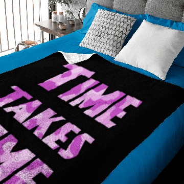 Discover Time Takes Time purple camo Baby Blankets
