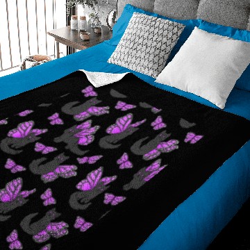 Discover Purple Butterfly Cat music Baby Blankets