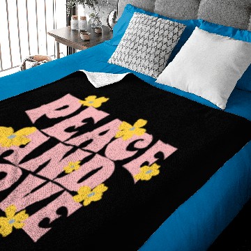 Discover Peace Love Yellow Flowers Baby Blankets