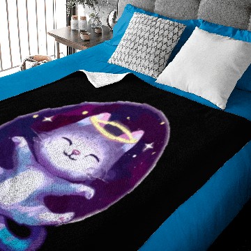 Discover Cute little space galaxy cat smiling Baby Blankets