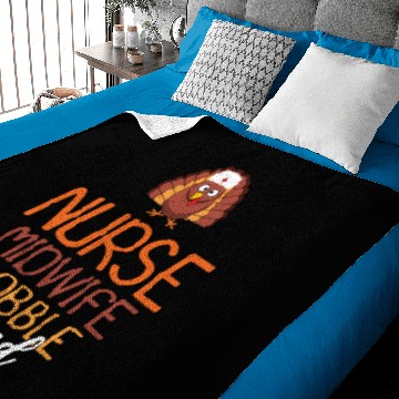 Discover Nurse Midwife Gobble Squad Funny Turkey Baby Blankets