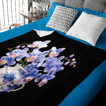 Discover Blue Orchids in a Vase Graphic Baby Blankets
