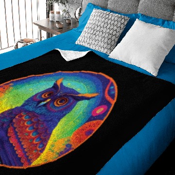 Discover Psychedelic Blue Owl Baby Blankets