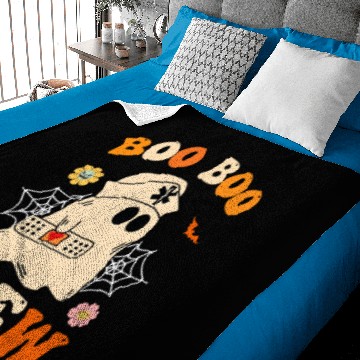 Discover Boo Boo Crew Nurse Funny Ghost Baby Blankets