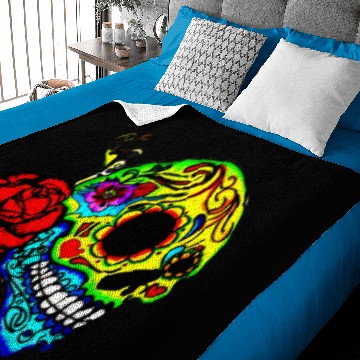 Discover Candy Skull Red Rose Baby Blankets