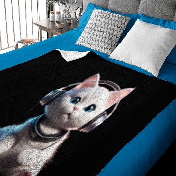 Discover Music Lover Cat V II on Unisex Poly Cotton Baby Blankets