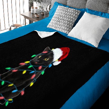 Discover Black Cat Christmas Tree Lights Funny Cat Baby Blankets