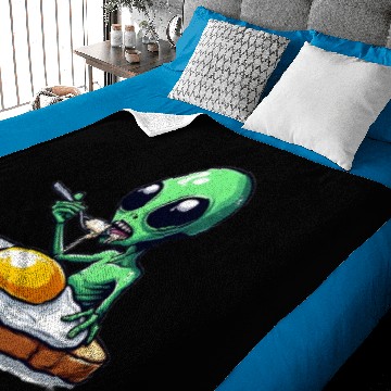Discover Alien eats fried egg on toast Baby Blankets