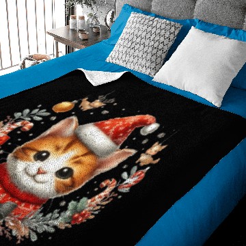 Discover Cute Cat with Santa Hat Christmas Design Baby Blankets