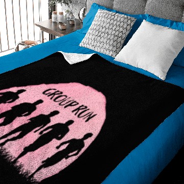 Discover Group Run with the team, grass and a moon Baby Blankets