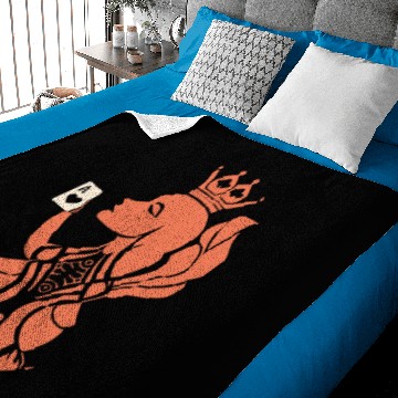 Discover Queen Hearts Playing Card Design 2 Color Vector Baby Blankets