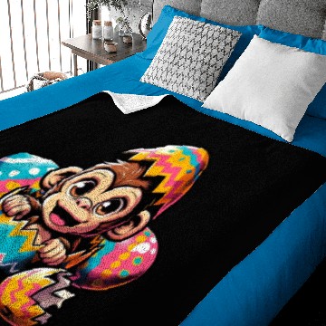Discover Easter Monkey Hatching from Easter Egg Design Baby Blankets