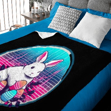 Discover White Easter Bunny with Eggs Baby Blankets