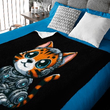 Discover Bengal Cat Cyborg Cartoon Design Baby Blankets