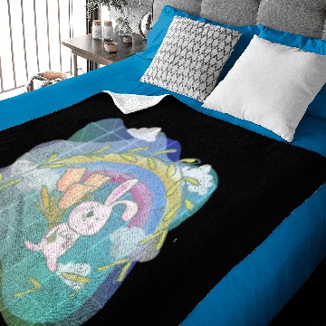 Discover Cute Funny Easter Egg Rabbit With Flower Frame Baby Blankets