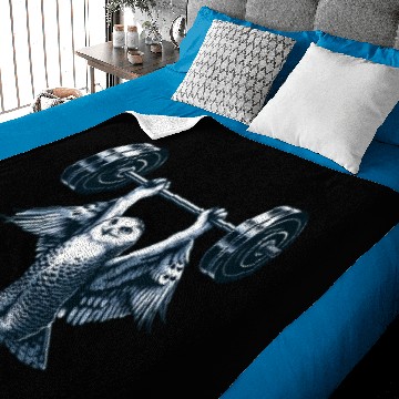 Discover Owl Weightlifting: Barbell Workout Baby Blankets