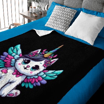 Discover Lavender Unicorn Cat with Sparkles Baby Blankets