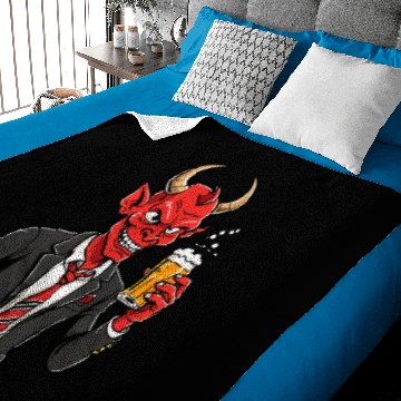 Discover Red devil drinking beer Baby Blankets