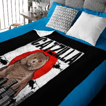 Discover Japanese Catzilla Scottish Fold Cat Baby Blankets