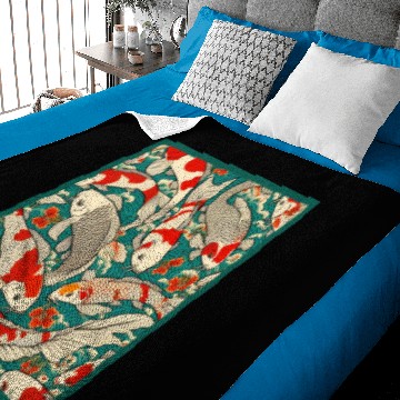 Discover Vintage Japanese Koi Fish Pattern Baby Blankets