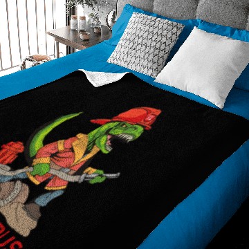 Discover Firesaurus Firefighter Dinosaur Fireman T Rex Baby Blankets
