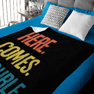 Discover here comes trouble Baby Blankets